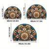 Tappetino Semirotondo Mandala Boemo Antiscivolo Lavabile Tappeto Piatto 2D Semisferico per Decorazione Soggiorno Cucina Bagno