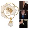 Enamel Design Enamel Camellia Brooch Golden And Black Floral Brooch  For Funerals and Mourning
