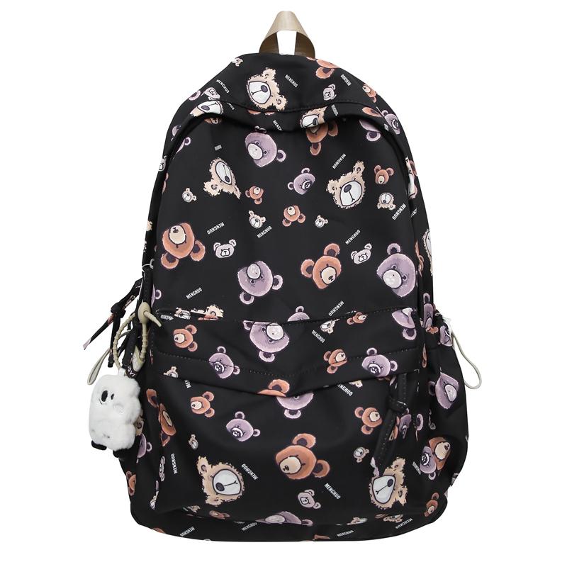 Bear Print Large Capacity Backpack Children Book Bag Cute Student Schoolbag