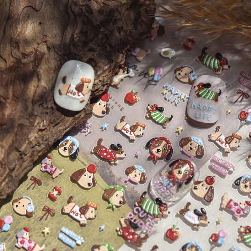 

Happy Cute Pet Cat Puppy Nail Stickers Relief New Arrival 3D3D 5D Cute Nail Stickers Decorations Happy Dachshund 5142 (relief)