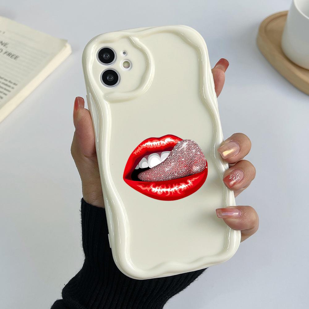 LZ21 Lips kiss design art Clear Soft Wave Phone Cases for Samsung S24 S23 Ultra S20 FE A54 A14 A52s A51 S10 Huawei Honor 90 Protection Back Cover