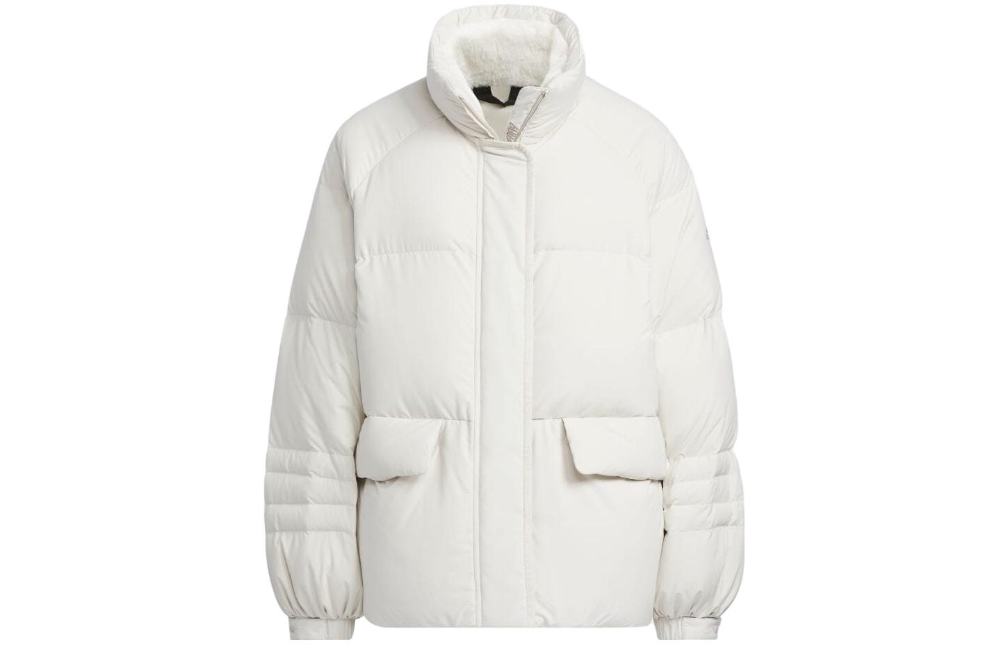 Adidas Down Jackets Women s Beige Stand Collar Moderate Puffer Jacket IL8912 XL