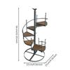 Spiral Stair Plant Stand Freestanding Iron with WoodGrain Shelves MultiTier for Balcony,