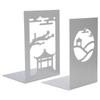 Metal Bookend AntiSlip Ancient Style Desktop Bookshelf Book Divider Craft Supplies(Pavilion Small