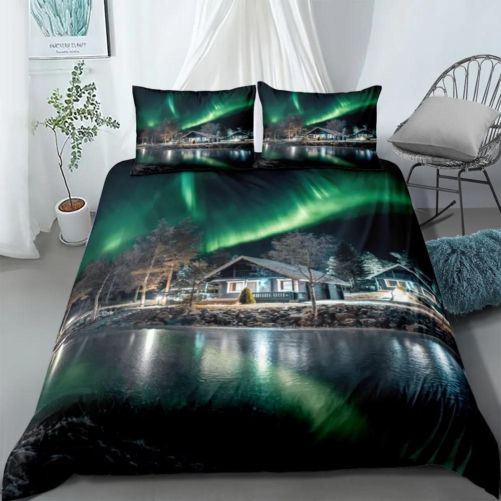 Aurora Hometown Duvet Cover Set UK Single Double Queen US Twin Full King Size Pkm Bed Linen Set