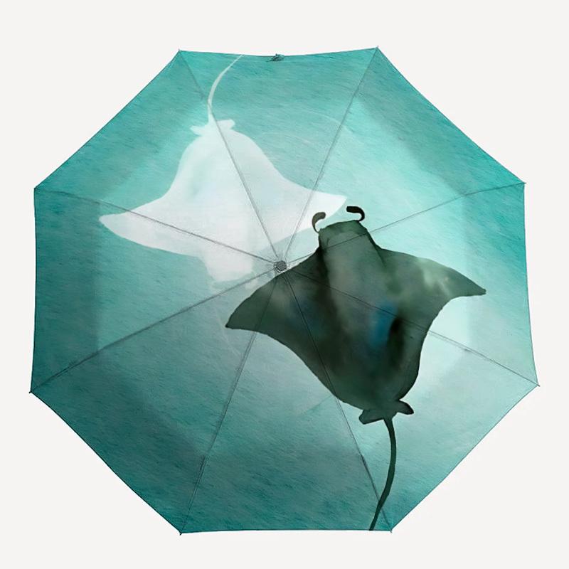 

1pc Manta Ray Aquatic Auto Open/close, All-Season Portable Folding Umbrella for Women & Men, Travel, Everyday, Formal Events - Compact Luxury Parasol,