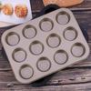 12 Cups Muffin Bun Cupcake Baking Bakeware Gold Black Non-Stick Carbon Steel Tray Cup Cake Mold