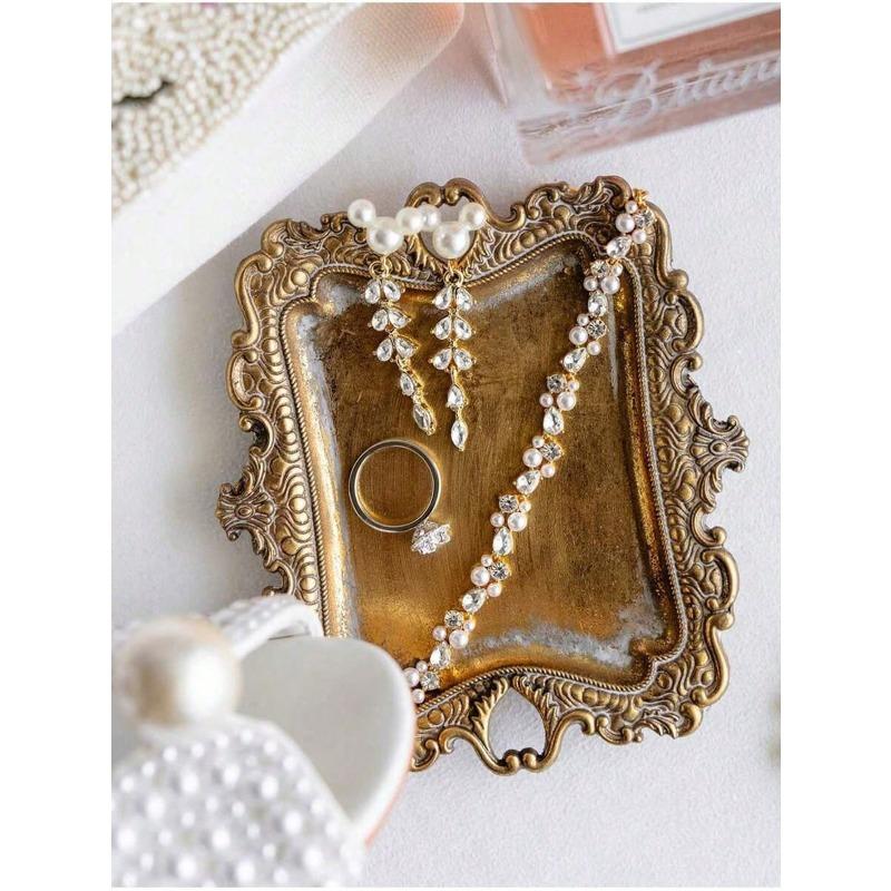 Retro Small Trinket Tray, Country Style Ring Tray, Earring Necklace Tray