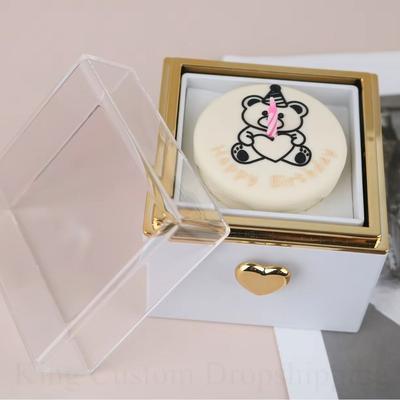 Creative Bear Flip Ring Box Creative Surprise Jewelry Box Mini Cake Automatic Flip Ring Case for Girlfriend Gift Surprise Box
