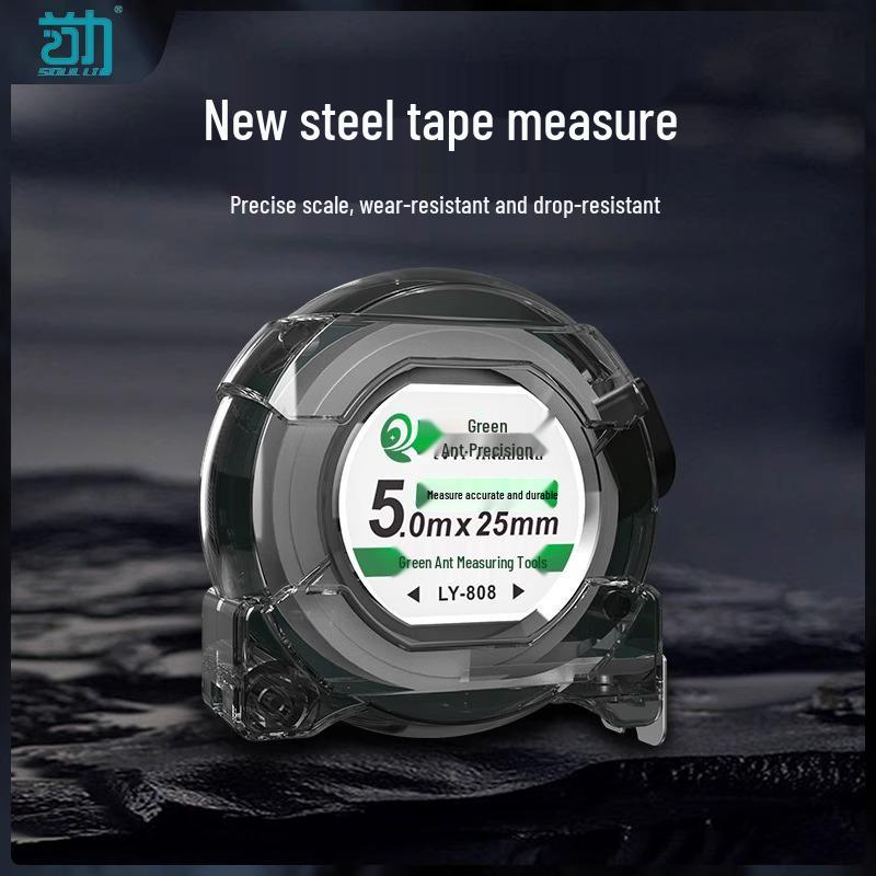 5m High-Precision Self-Locking Steel Tape Measure, Black Scale, Cut and Wear-Resistant.