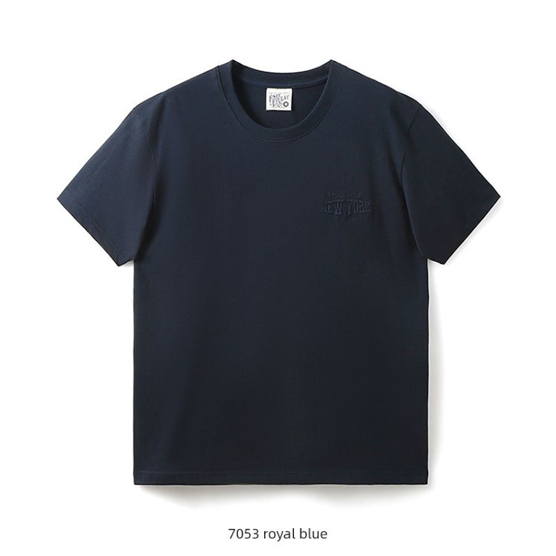 American vintage Cotton Fashion Brand Letter Embroidery Short sleeve T-shirt Men's Summer Bottoming Shirt Foreign Trade Men's Cotton T-shirt