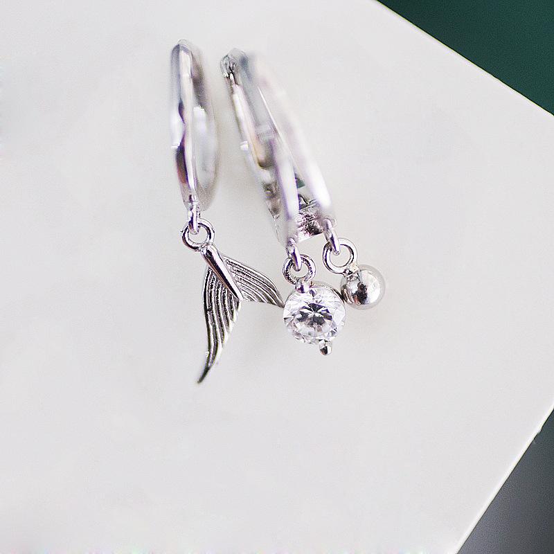 Fishtail Ear Buckle, Personalized Texture, Mermaid Ji Zircon Earrings, Small, Fresh And Sweet, Suitable For Short-Haired Asymmetrical Earrings