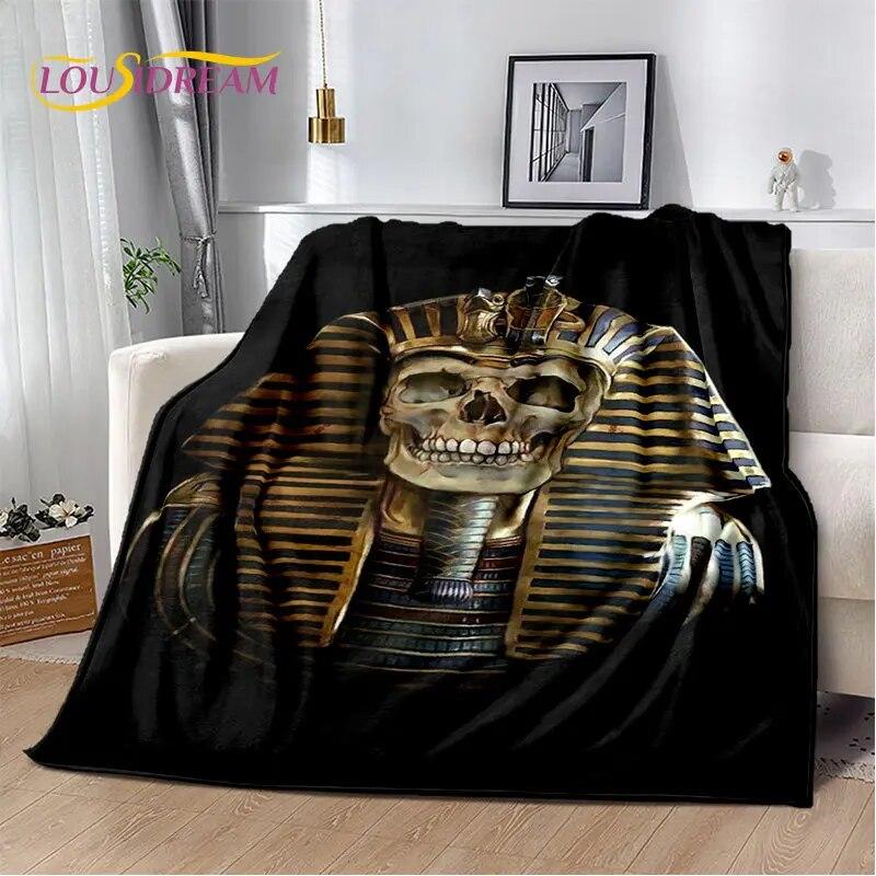 3D Egyptian Mythology Pharaoh Hieroglyphics Soft Plush Blanket,Flannel Blanket Throw Blanket for Living Room Bedroom Sofa Picnic