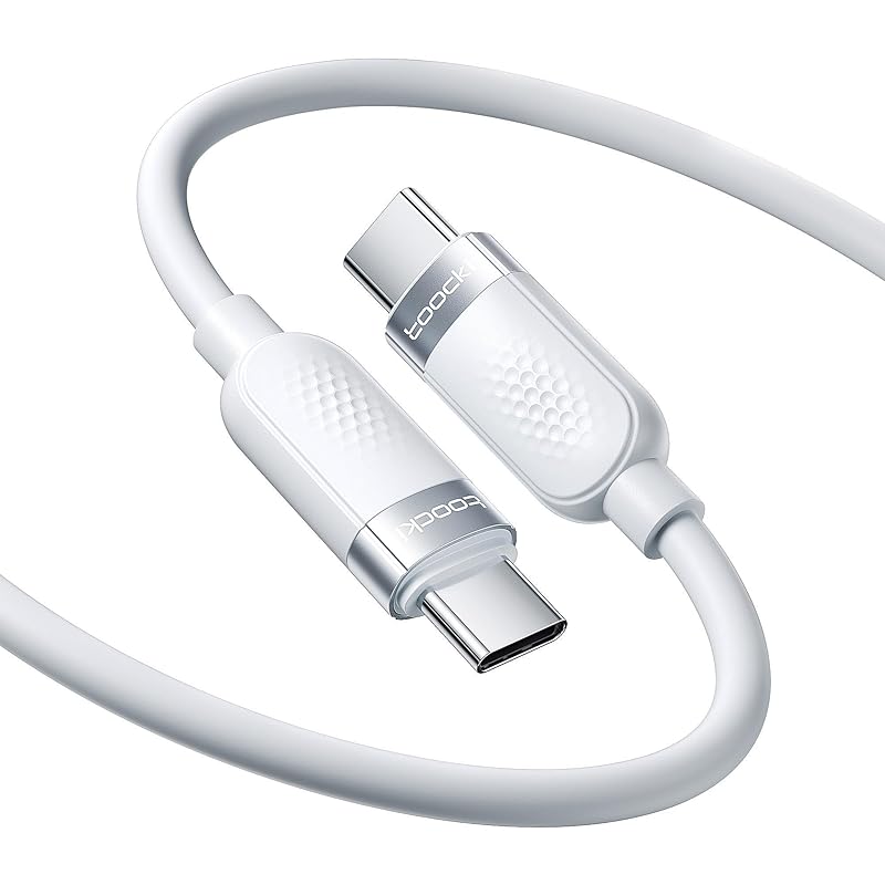 

Toocki USB C кабель 1M 60W силиконовый кабель белый PD/QC кабель быстрой зарядки типа C Не спутывается Предотвращение отключения зарядного кабеля В комплекте с кабелем