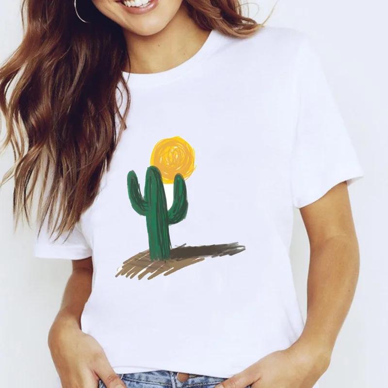 Women's Fruit-Flower Print Crew-Neck Tee Spring/Summer Aesthetic Polyester Fiber Cute Base Shirt Trendy Top