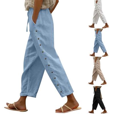 Ženy Ležérne Pruhovaná potlač Bočné zapínanie Trendové nohavice Vrecovité elastické pásy Rovné nohavice Pohodlné nohavice s vreckom