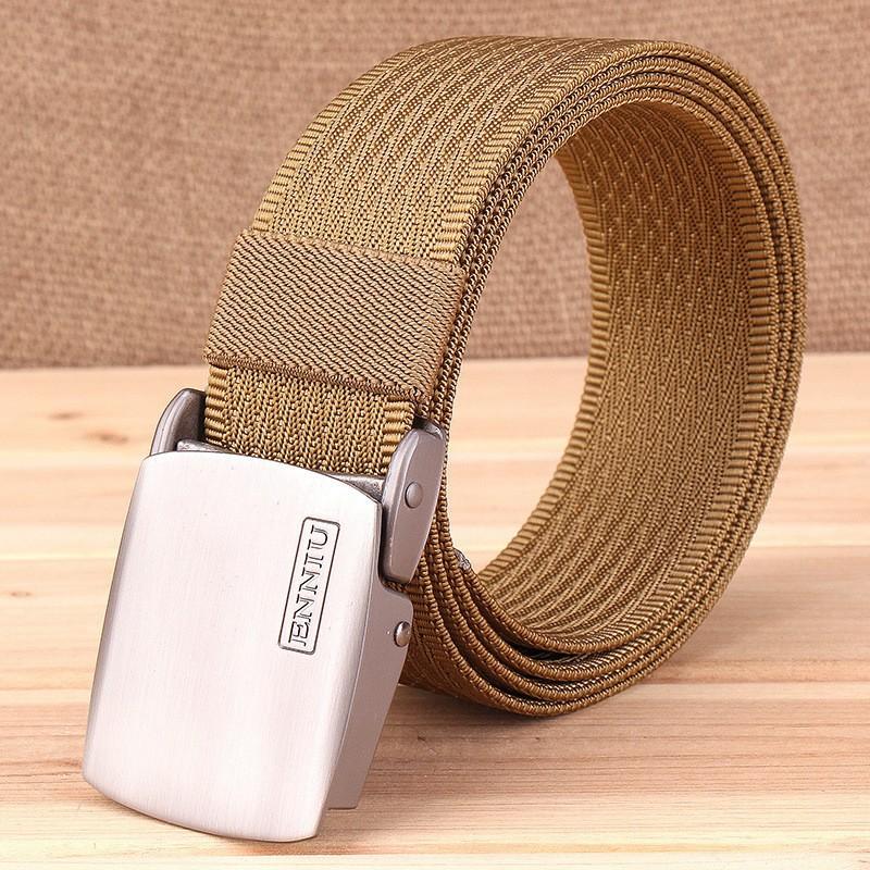 TUSHI Pure Color Metal Buckle Quick-drying Nylon Belt Canvas Waist Casual Pants 120cm