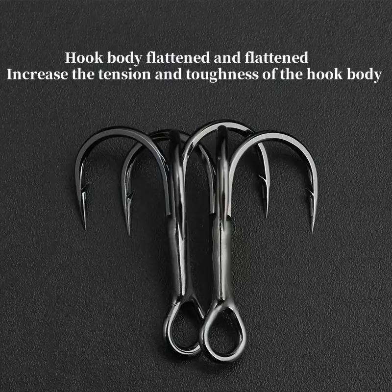 50Pcs/box Sharp Treble Fishing Hooks Set High Carbon Steel Barbed Wide Gap Round Bend Hooks for Lures/Baits Sizes 2#-14#