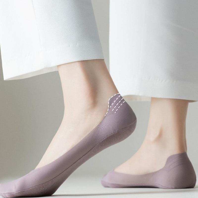 Boat Socks for Women Protect Toes Ice Silk Invisible Socks Thin Silicone Non-slip Anti-wear Feet Socks