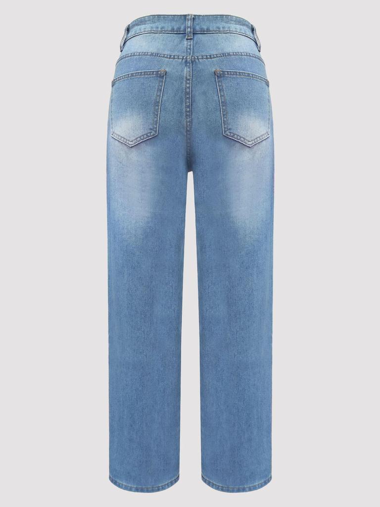 2023 Spring & Autumn Women's Casual Loose Slimming Straight-Leg Culottes Jeans