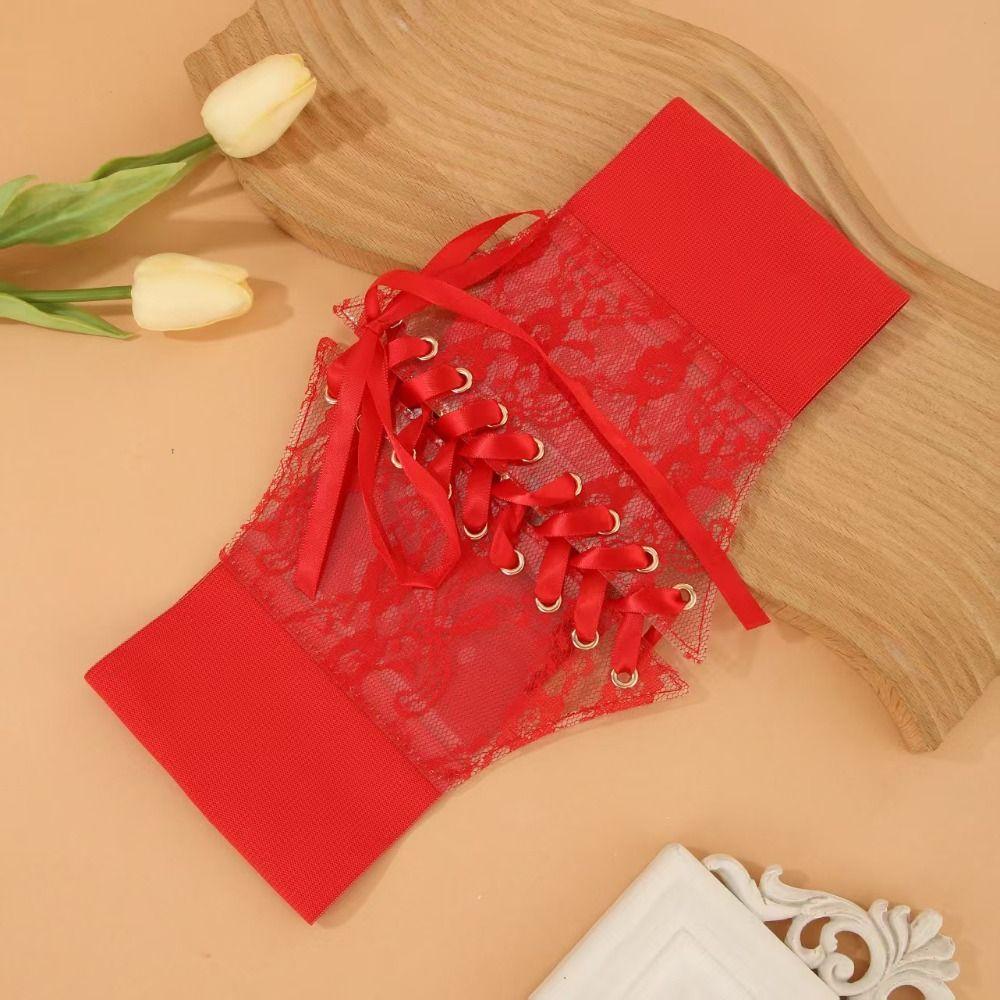 Cinture Vita Modellanti Body in Pizzo Largo Cintura Elastica in Pizzo Trasparente Vestito Versatile