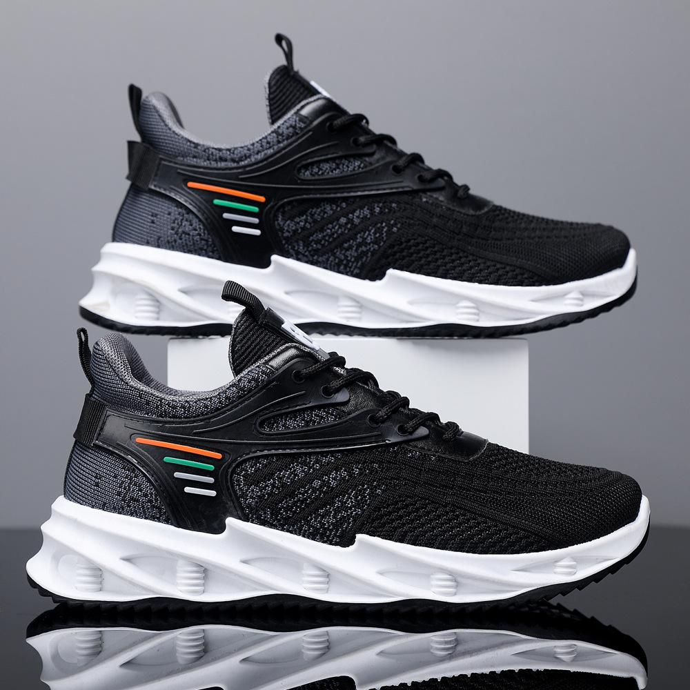 Wiosenne i letnie nowe męskie buty do biegania Flyknit oddychające siateczkowe buty sportowe modne