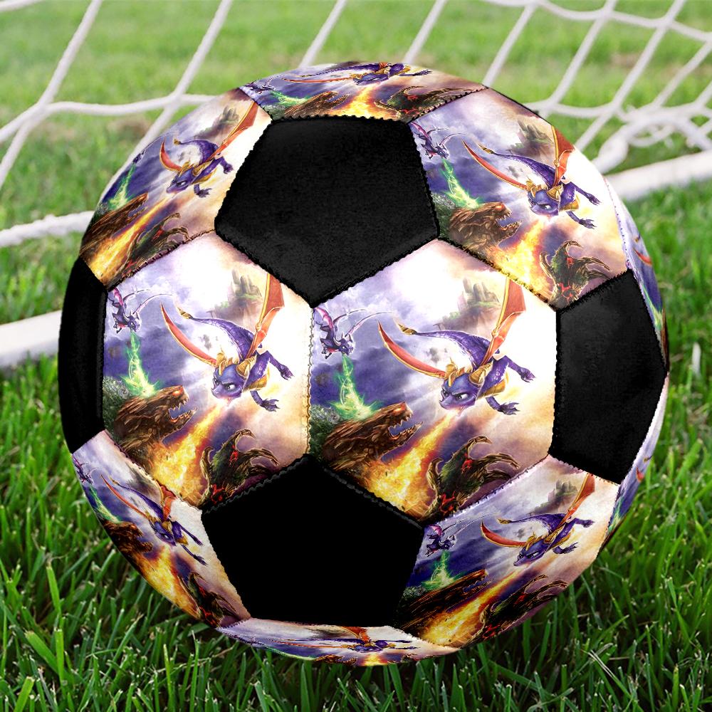 Spyro the Dragon Indoor Soccer Ball Colorful Machine Stitched PVC Size 5 Team Training Competition Ready Durable High-Bounce Cool Sports Gift