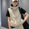Women's Summer Loose Thin Section Hooded Vest Outdoor Sports Solid Color Short Section Sun Shirt