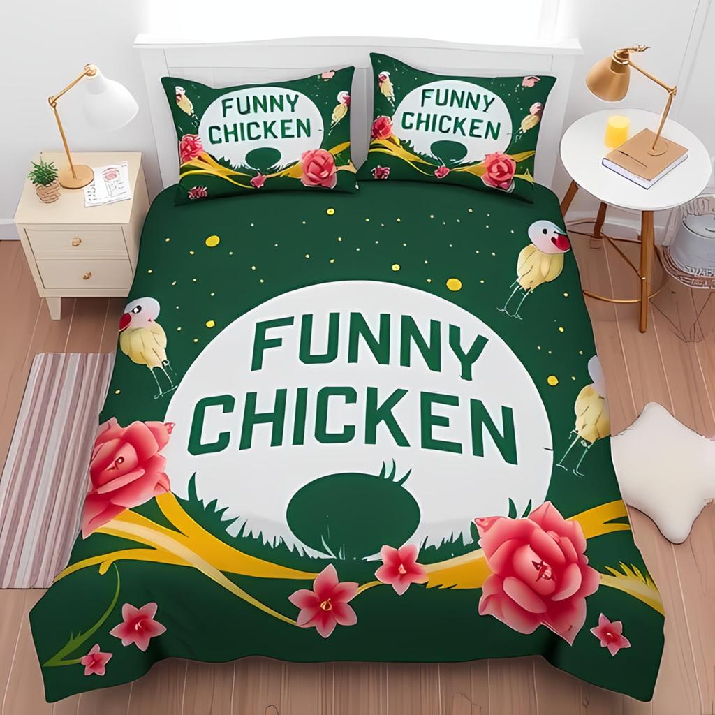 Comforter Cartoon Chicken For Kids Boys Girlslovely Rooster Bedding Setrustic Country Flower Leaves Comforter Warm