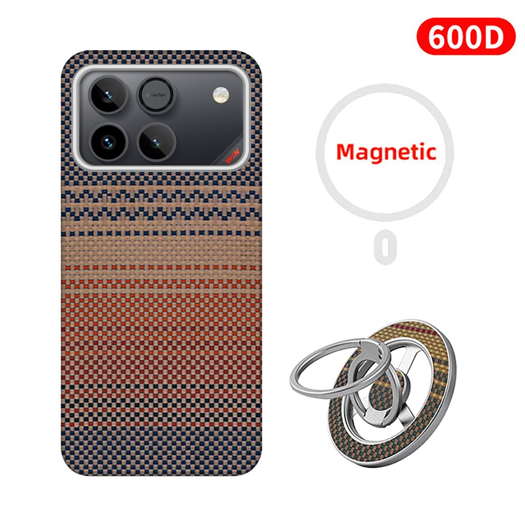 600D Real-thin Carbon Fiber Phone Case for Honor Win/Win RT Case Aramid Fiber Fabric Thinhard Magnetic Black Slim Light Red Case