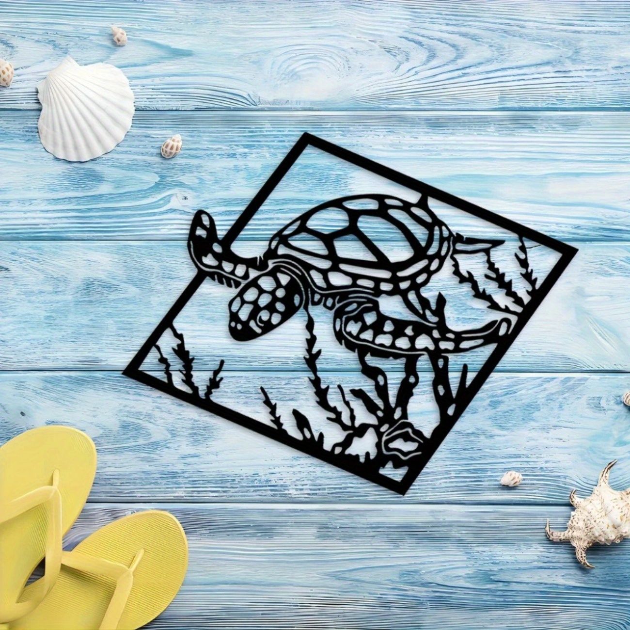 

Metal Wall Sculpture Sea Turtle Beach Style Living Room Decor 20x25