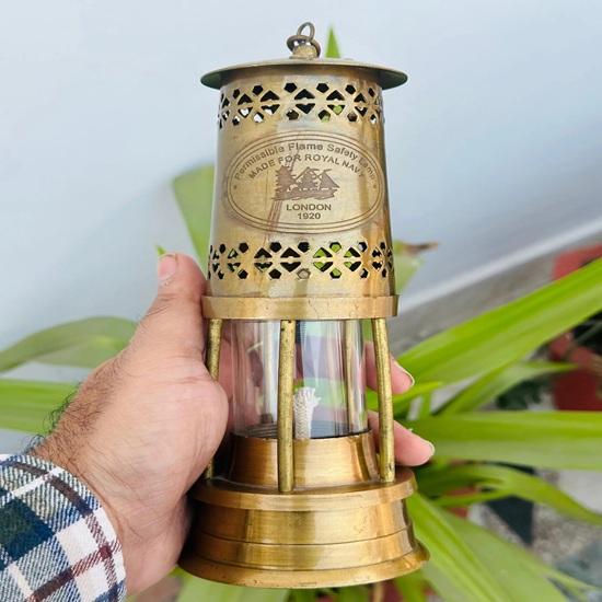 

17,78 см Латунная шахтерская лампа, Подвесной фонарь для уличного декора, подарок, Лампа для внутреннего декора, Ручная работа, Керосиновая лампа