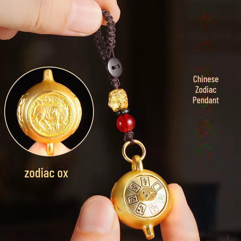 Drehendes Glück Chinesisches Tierkreiszeichen Teekanne Schlüsselanhänger Anhänger