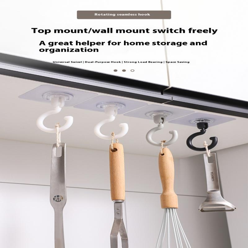 20/10 Pcs Self-Adhesive Wall Hanging Hook 360° Rotating No-Drilling Ceiling Household Hook