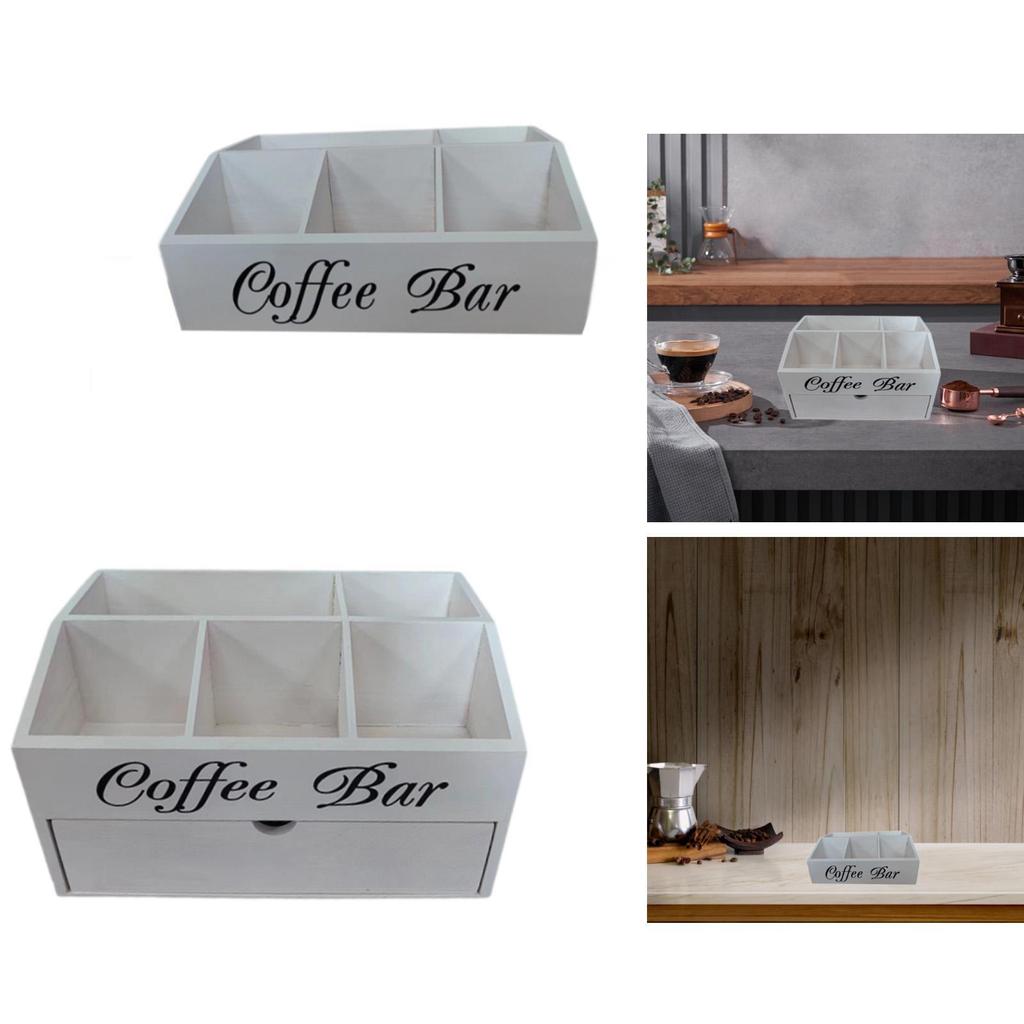 Dřevěný organizér na kávu, držák na cukr, držák na kávové kapsle pro toaletní stolek, pracovní desku, koupelnu, kuchyň, pro milovníky kávy