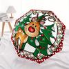 1pc Christmas, Reindeer Automatic Folding Umbrella - 8-Rib Iron Frame, Windproof, Portable Sunshade with Plastic Handle for Travel & Outdoor