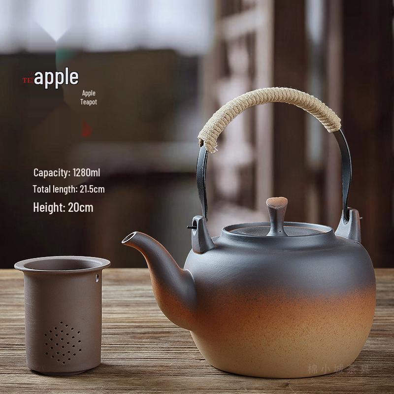 Clay Teapot with Lid and Handle for Electric or Charcoal Stove