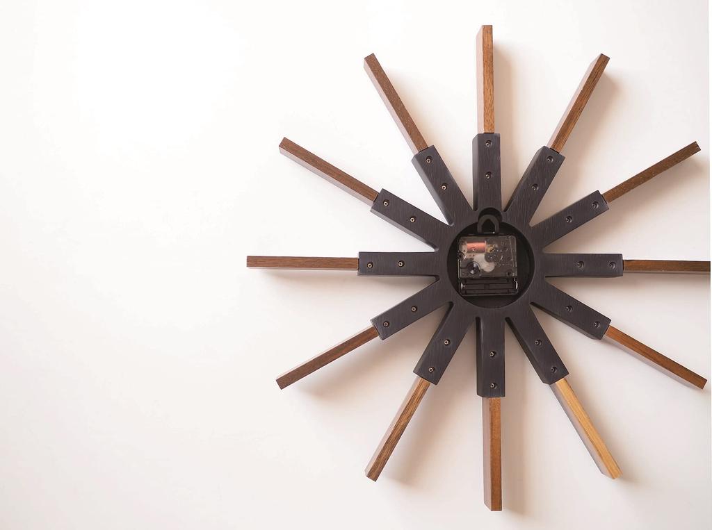 Interform Sirio Wall Clock Wood Sweep Movement 44cm CL-3346BK Black/White