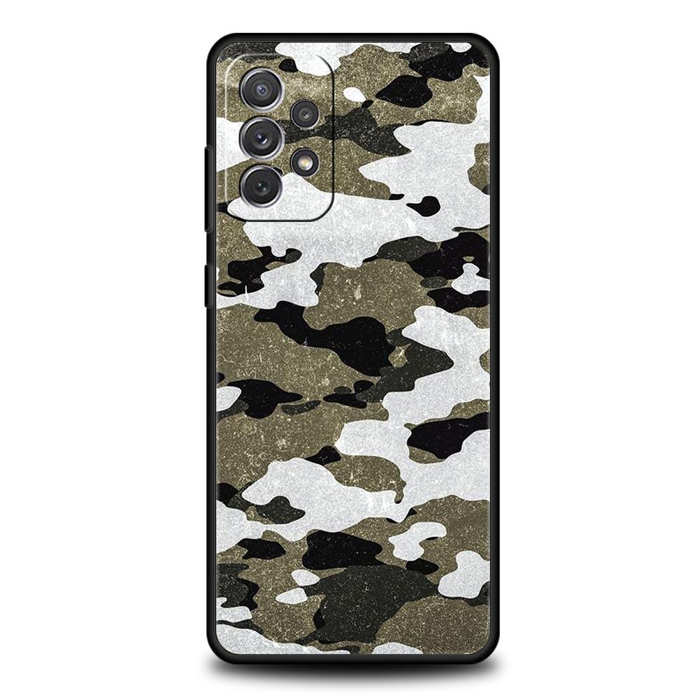 Farbe Camouflage Black Camo Handyhülle für Samsung A51 A71 A21S A12 A11 A31 A52 A41 A32 A01 A23 A33 A53 A73 A03S A13 5G Hülle