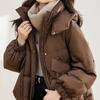 Thickened Hooded Short Loose Cotton Jacket for Winter Warmth and Comfortable Coat