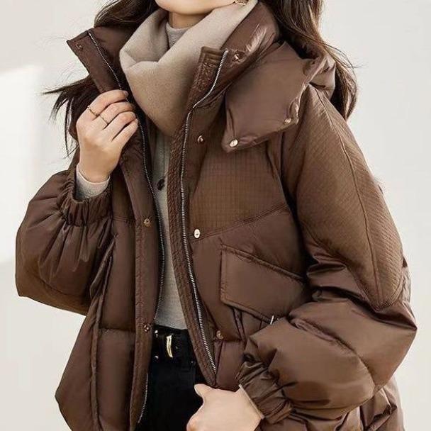 Thickened Hooded Short Loose Cotton Jacket for Winter Warmth and Comfortable Coat