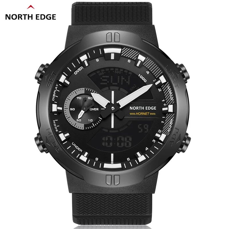 

Мужские цифровые часы NORTH EDGE HORNET, спортивные часы для бега и велоспорта, водонепроницаемые, 50 м, с подсветкой мирового времени, наручные часы серый