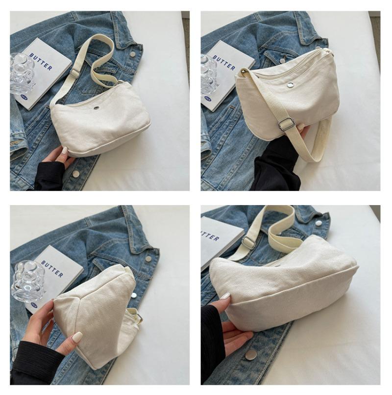 Casual Small Canvas Shoulder Bags for Women Simple Solid Color Ladies Crossbody Bag Outdoor Portable Female Mobile Phe Purse