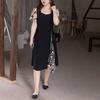 Summer Stylish Gauze Patchwork Dresses Asymmetrical Women's Clothing Elegant Square Collar Vintage Broken Flowers Midi Dress New