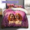 Basset Hound and Grassland Pattern Bedding Home Decoration Birthday Gift (1 * duvet cover + 2 * pillowcase, without core)