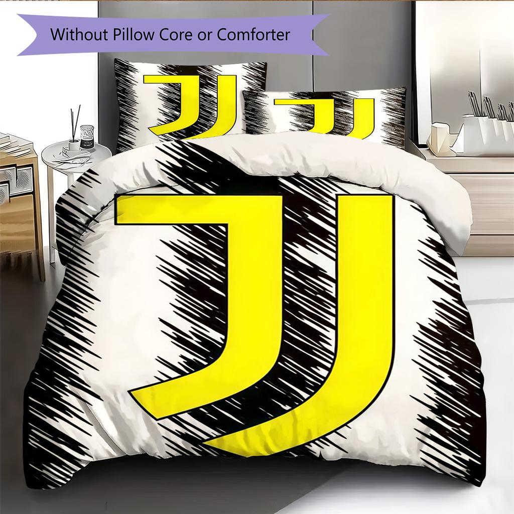 Set Copripiumino Trapuntato Juve Federa Federe Decorazione Casa Regalo di Compleanno (1 * copripiumino + 2 * federa, senza nucleo)
