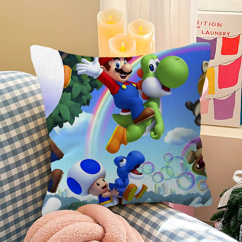 Game M-Mario-O Cartoon Pillow Anime Pillow Sofa Bed Head Pillow Cover Cushion Cover 45X45 Cm Fashion