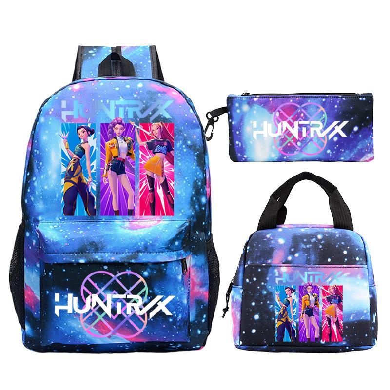 Kpop Peripheral Printing Student Schoolbag Fashionable Large Capacity Casual Backpack Three-Piece Set