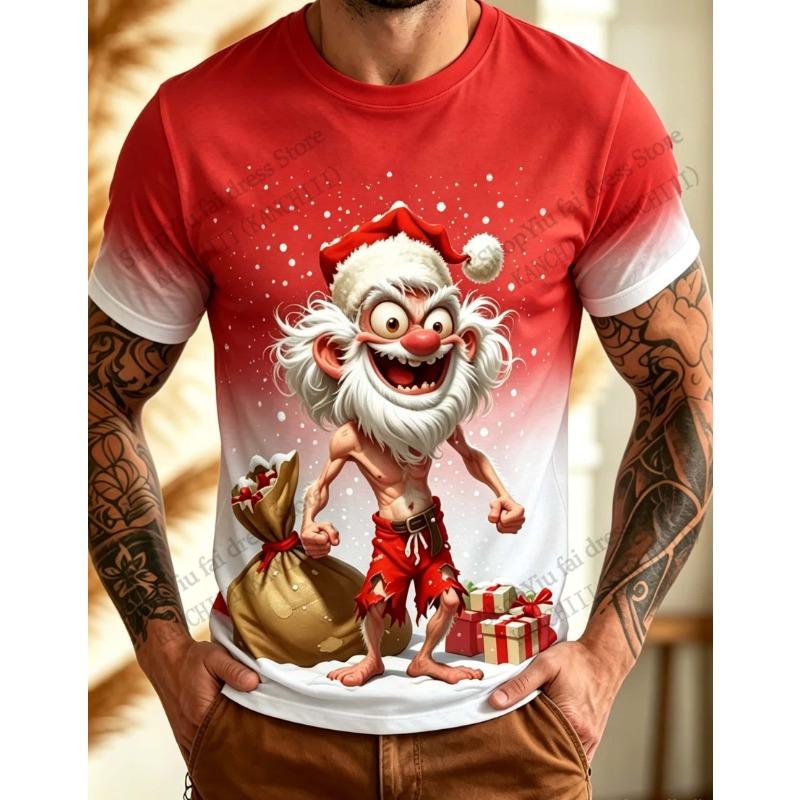 Funny Christmas Tree Fake Suit 3D Print T-shirt Men Women Fashion Short Sleeve Xmas Tops Tees Mens Clothing Reindeer Elk Apparel
