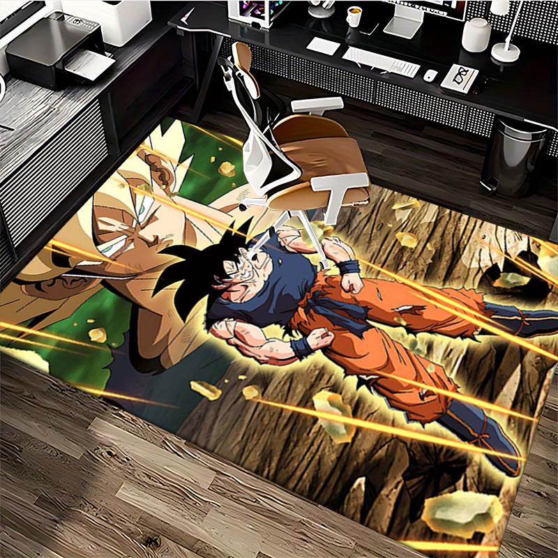 1pc Dragon Ball Z Goku Super Saiyan Office Chair Mat - Anime Cartoon Design, Non-Slip Carpet for Home Decor, Seasonal Gift, Suitable for Office and Li